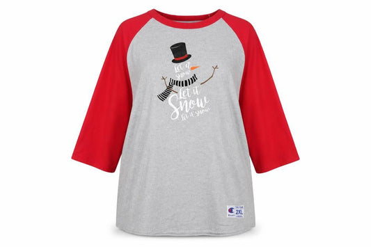 Champion Womens Grey Red 2XL Raglan Christmas T-Shirt