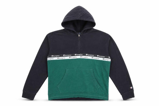 Champion Boys Green & Black 2XL Half Zip Hoodie with Logo Trim
