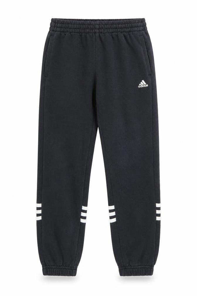 Front view of Adidas boys’ black jogger trousers 9-10 years cotton fleece sportswear