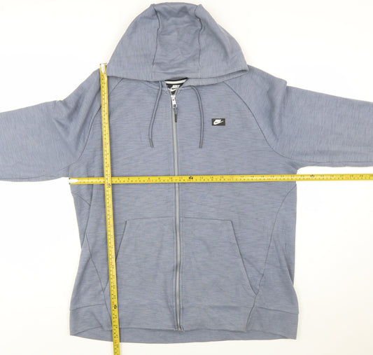 Nike Men's Blue Full Zip Hoodie Size L Lightweight Cotton Blend
