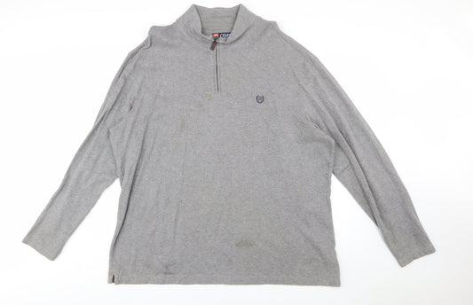 Chaps Men's Grey 2XL Cotton 1/4 Zip Mock Neck Sweatshirt