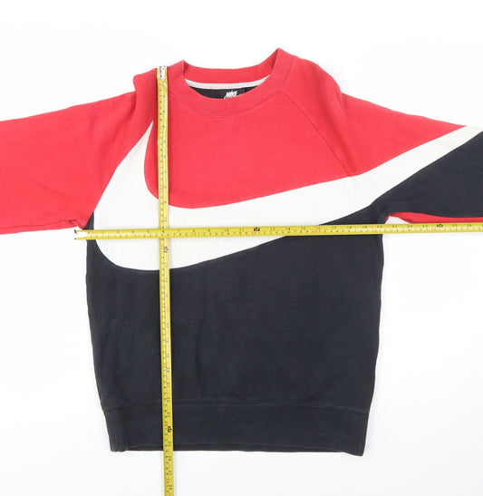 Nike Men's Red Colour Block Crew Neck Sweatshirt Size S