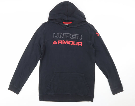 Under Armour Boys Black Pullover Hoodie YXL Loose Fit ColdGear
