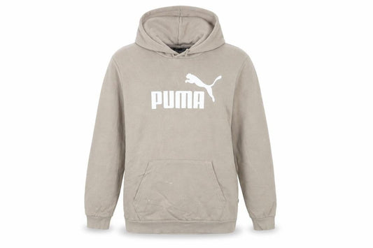 Puma Men's Beige Pullover Hoodie Medium Logo Fleece Sweatshirt
