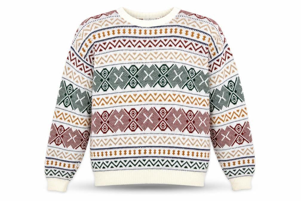 Le Tigre Men's Multicoloured Geometric Knit Pullover Jumper L