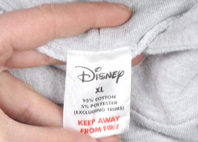Disney Women's Grey Mickey Mouse Hooded Pullover Sweatshirt XL