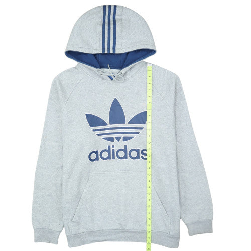 Adidas Mens Grey Hoodie Large Pullover Hooded Sweatshirt