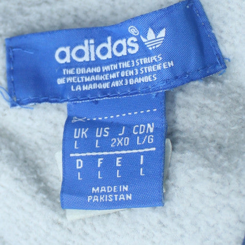 Adidas Mens Grey Hoodie Large Pullover Hooded Sweatshirt