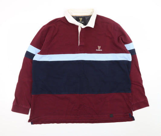 Guinness Men’s Multicoloured 2XL Rugby Style Long Sleeve Polo Shirt