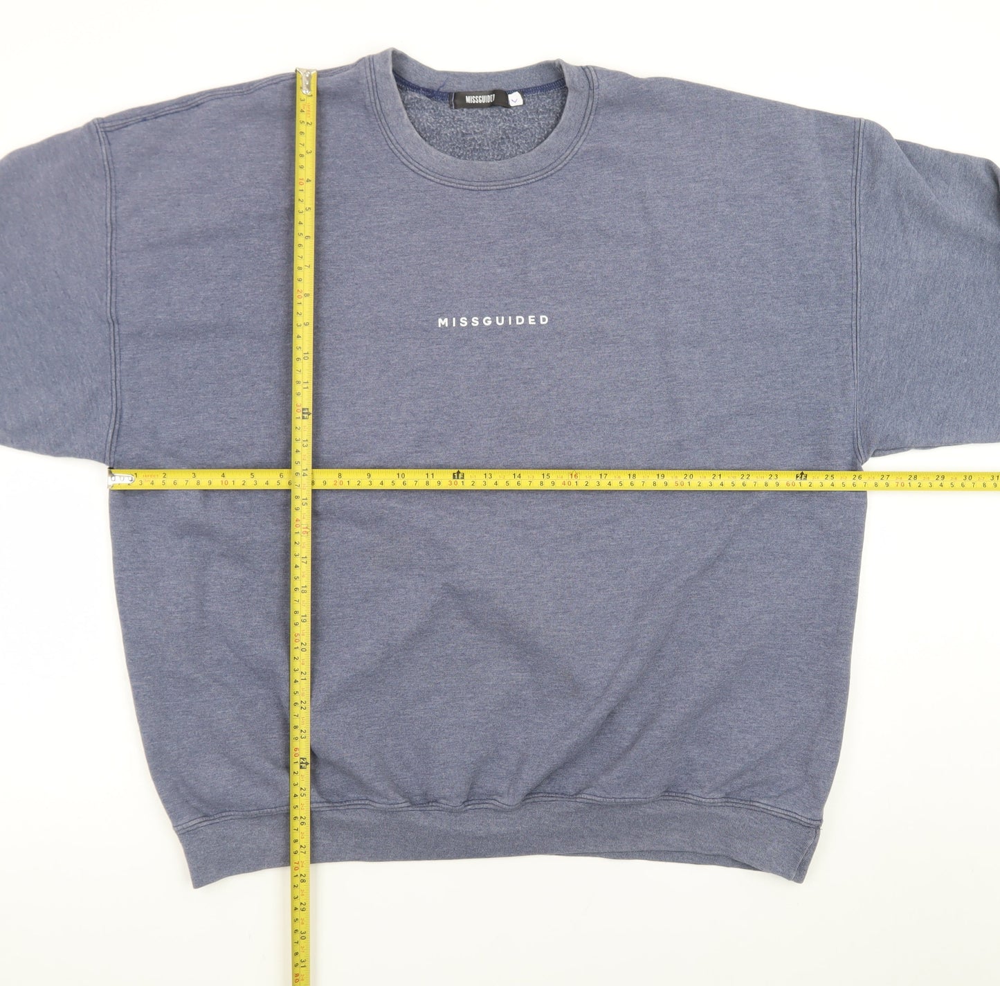 Missguided Women Blue Logo Crew Neck Pullover Sweatshirt L