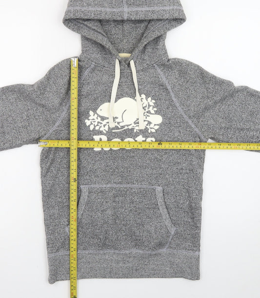 Roots Women's Grey Pullover Hoodie XXS Cotton Blend Logo Design