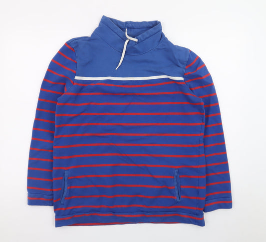 Equestrian Women Blue Striped Pullover Sweatshirt Size 14 Cotton Blend