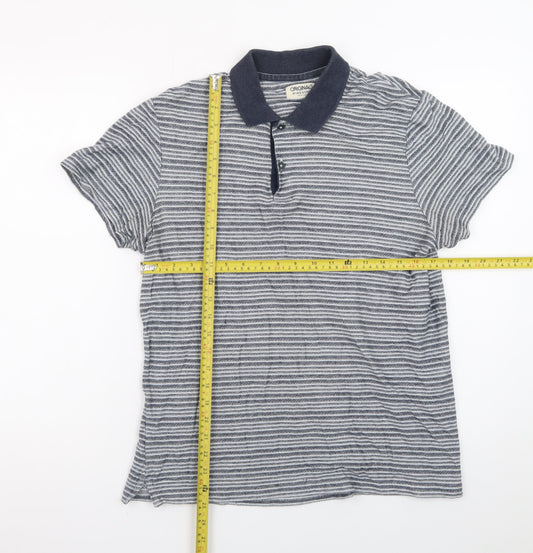 Jack & Jones Originals Men's Blue Striped Polo Shirt XL