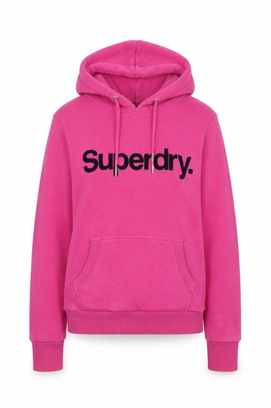 Superdry Womens Pink Hoodie UK 12 Pullover Logo Hooded Sweatshirt