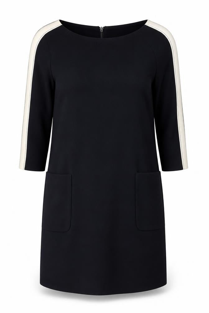 Mint Velvet Women Black Shift Dress Size 18 3/4 Sleeve Knee Length