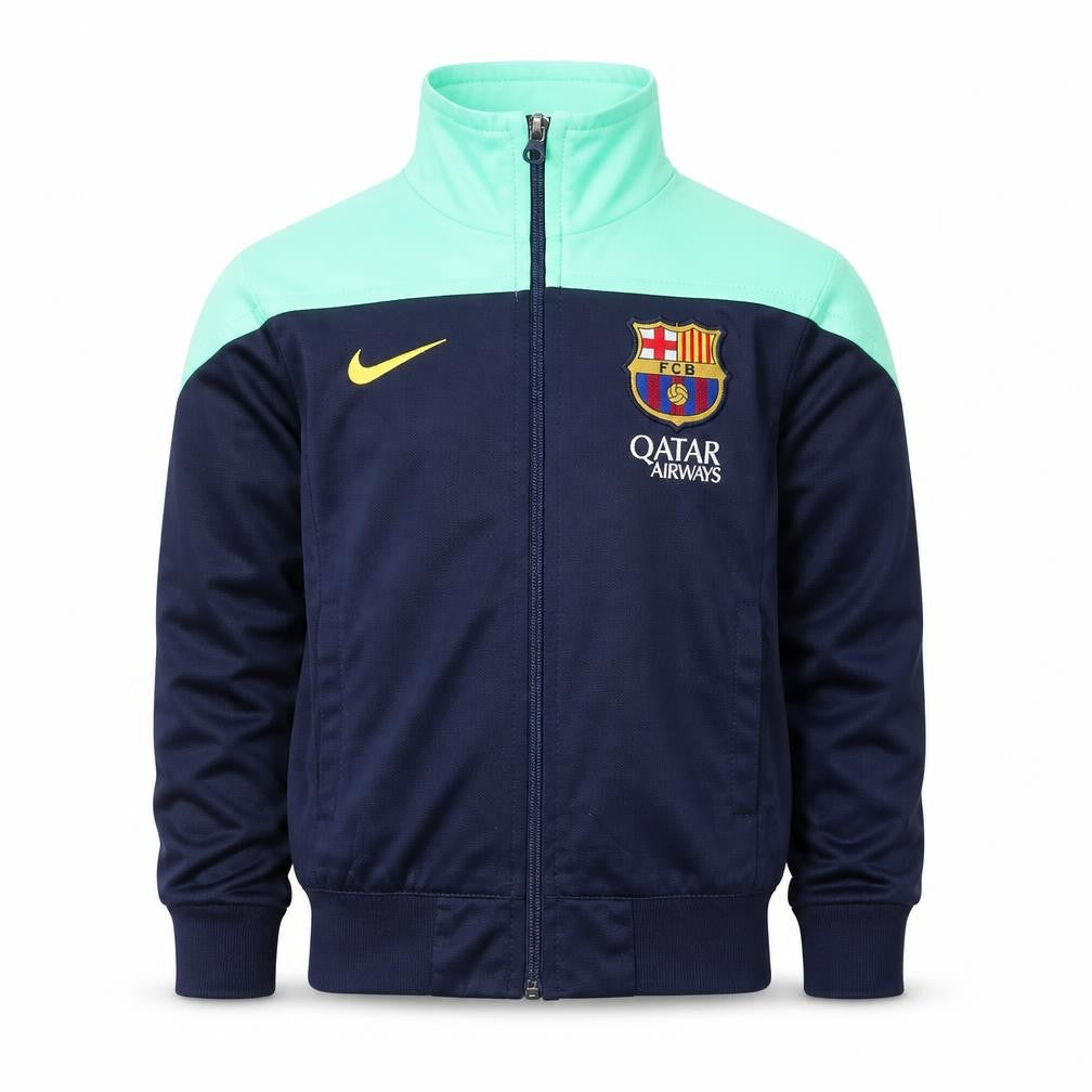 Front view of Nike boys’ blue fc barcelona track jacket 4 years full zip sportswear