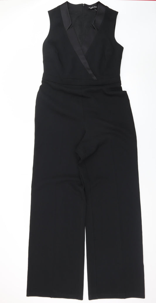 Myleene Klass Women's Black Sleeveless Wide-Leg Jumpsuit UK 12