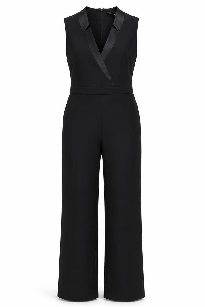 Myleene Klass Women's Black Sleeveless Wide-Leg Jumpsuit UK 12