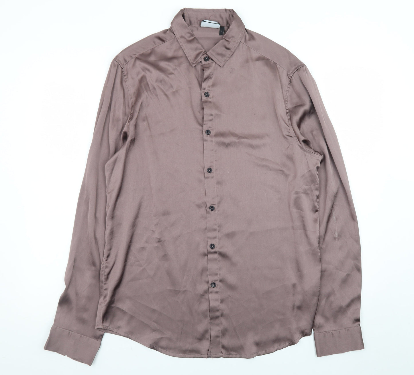 ASOS DESIGN Women’s Brown Satin Button-Up Shirt Size M