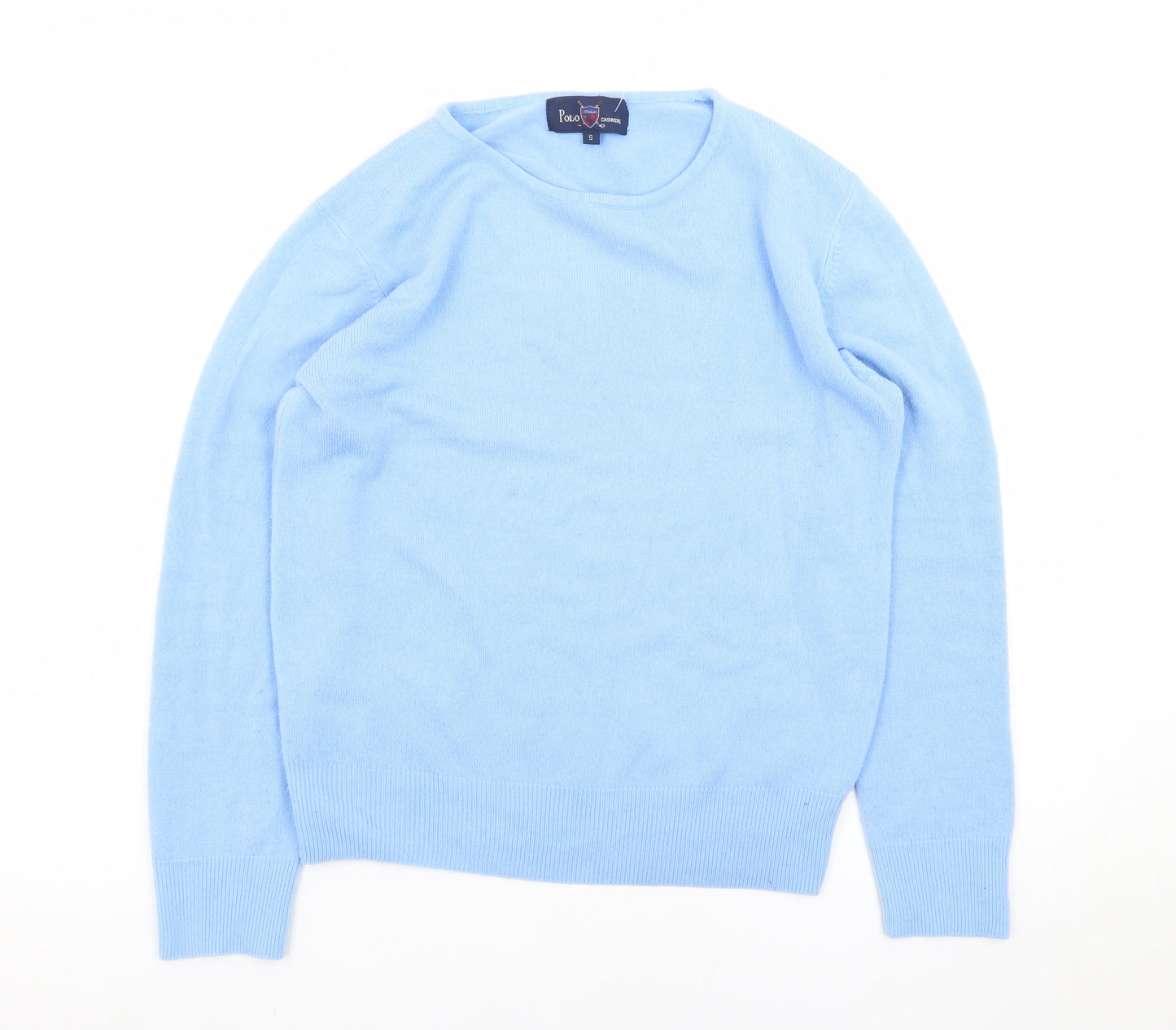 Polo Womens Blue 100% Cashmere Crew Neck Jumper Size S