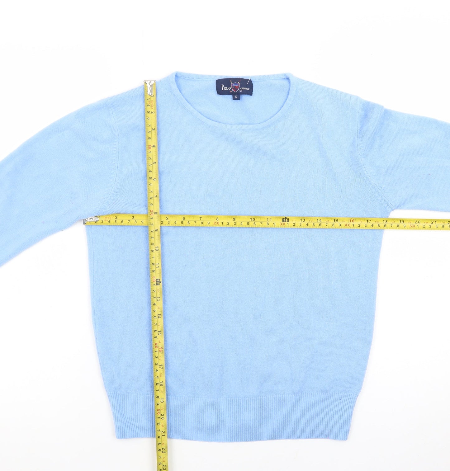 Polo Womens Blue 100% Cashmere Crew Neck Jumper Size S