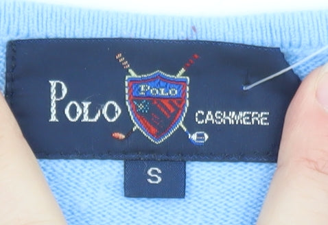 Polo Womens Blue 100% Cashmere Crew Neck Jumper Size S