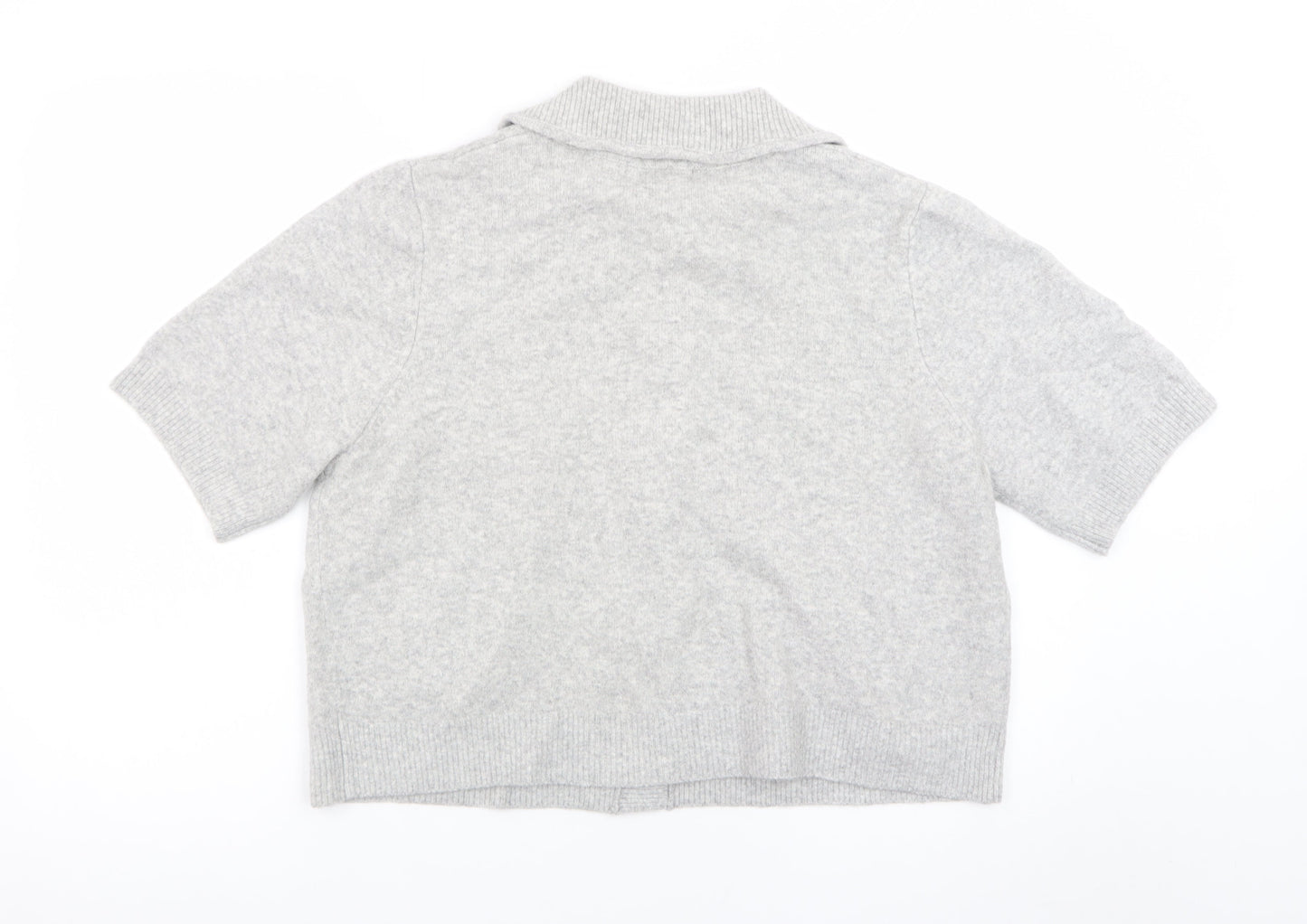 Marks and Spencer Womens Grey Collared Short Sleeve Cardigan L
