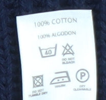 BHS Men's Blue Cotton Crew Neck Chunky Knit Jumper Size L