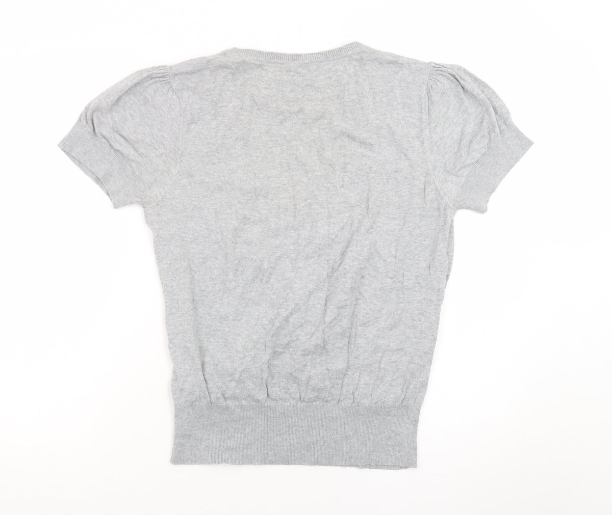 Dorothy Perkins Womens Grey Wrap Knit Blouse Size 16 Short Sleeve