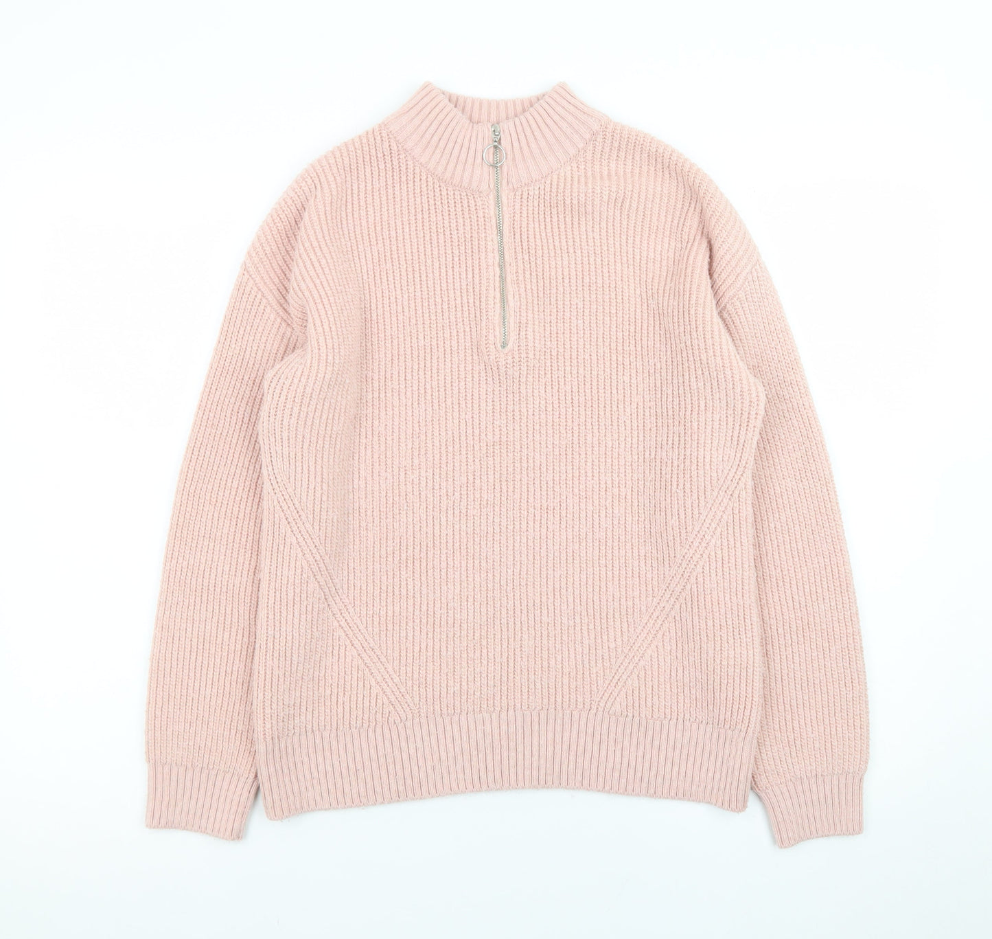 Marks and Spencer Women’s Pink Mock Neck Half Zip Jumper Size 10