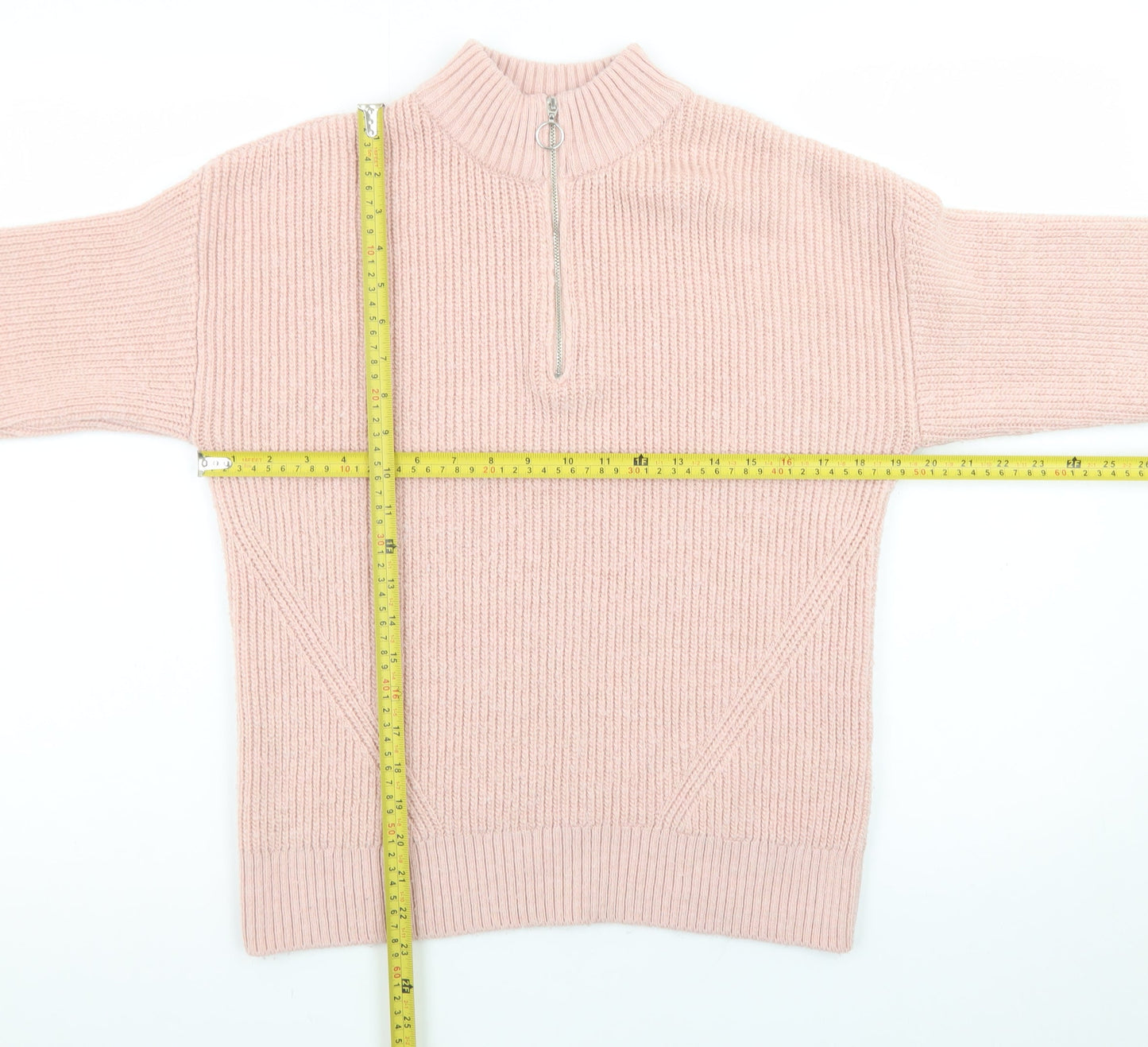 Marks and Spencer Women’s Pink Mock Neck Half Zip Jumper Size 10