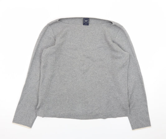 GAP Womens Grey Medium Pullover Jumper Boat Neck Knit