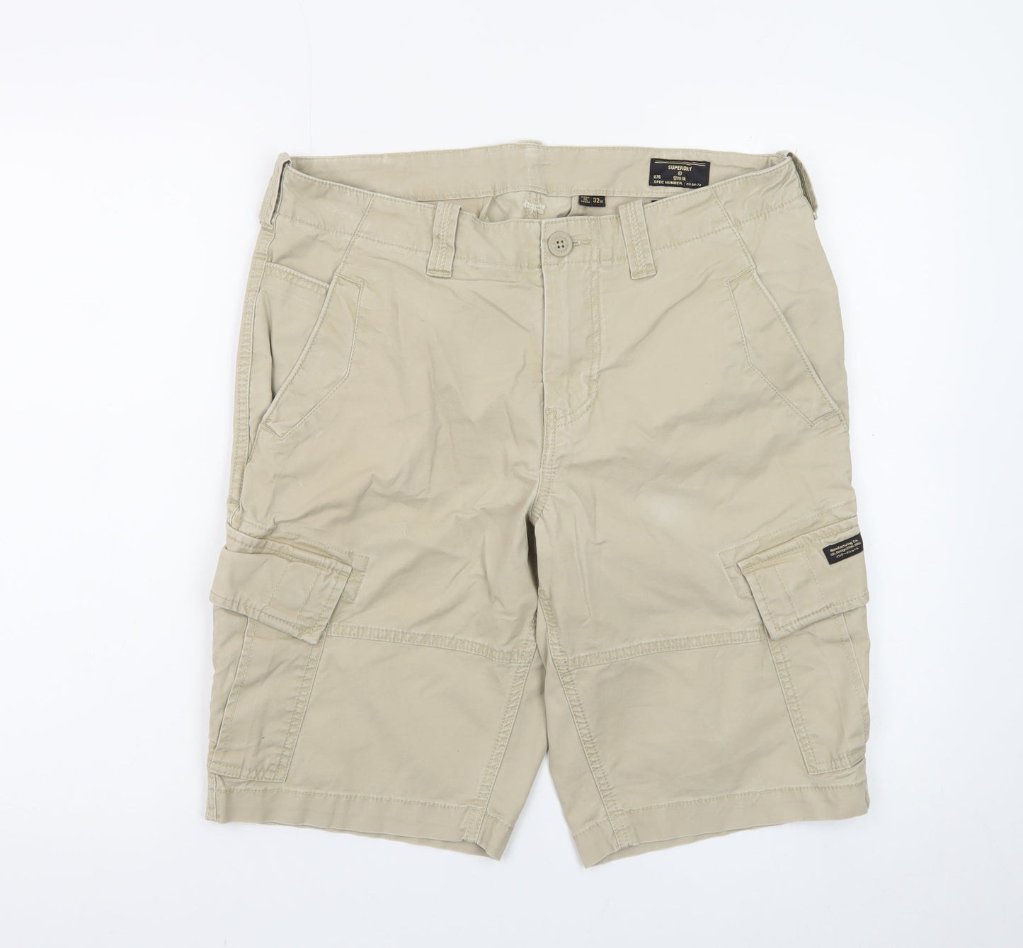 Superdry Men's Beige Cargo Shorts 32W Cotton Casual Wear