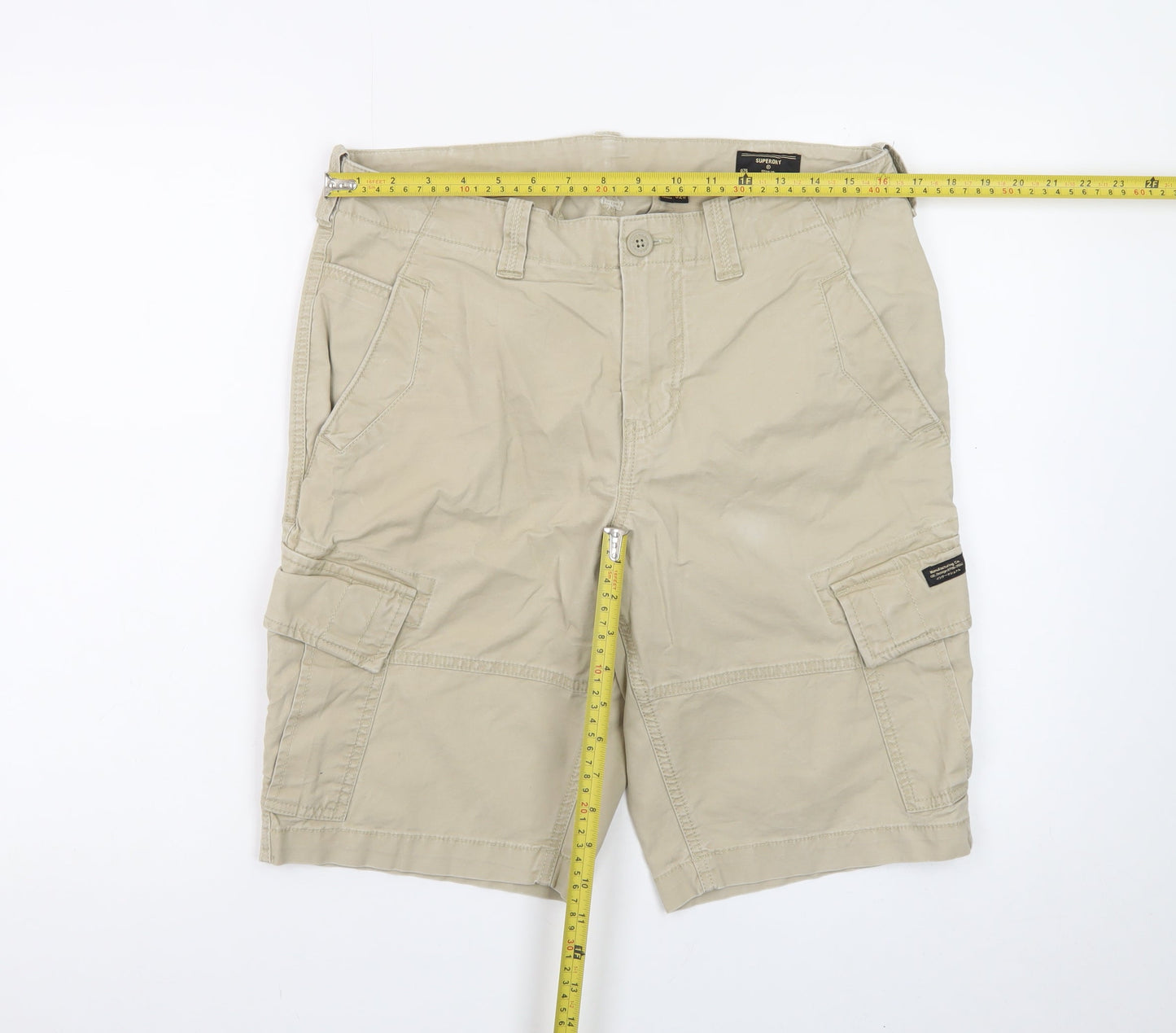 Superdry Men's Beige Cargo Shorts 32W Cotton Casual Wear