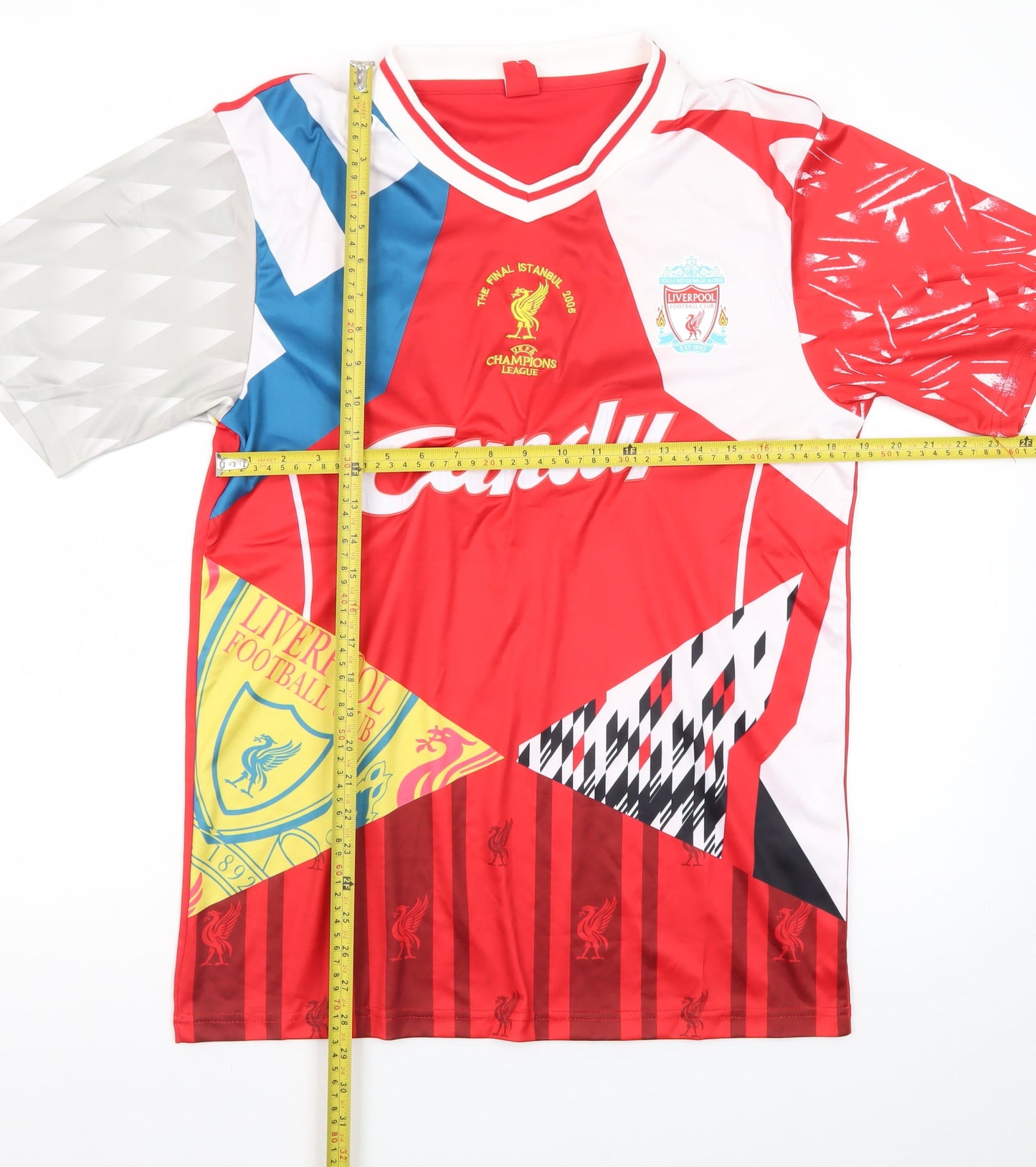 Liverpool FC Men's Red Graphic Candy Replica T-Shirt L Short Sleeve Polyester