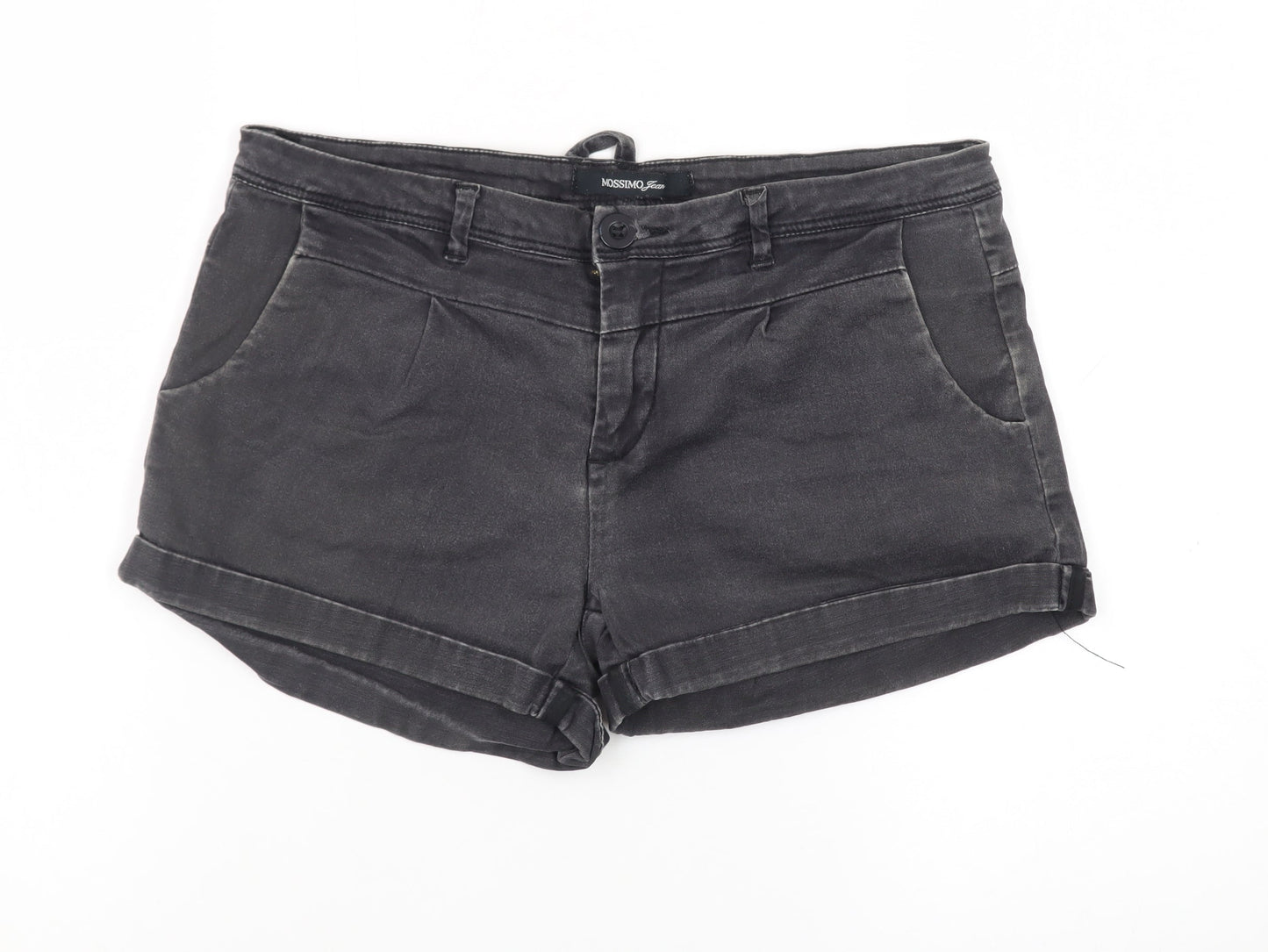 Mossimo Womens Black Chino Shorts Size L Denim Stretch Casual