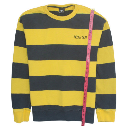Nike SB Mens Yellow Black Striped Crew Neck Sweatshirt L