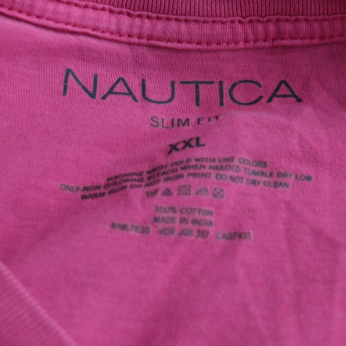 Nautica Men's Pink V-Neck Slim Fit Cotton T-Shirt XXL