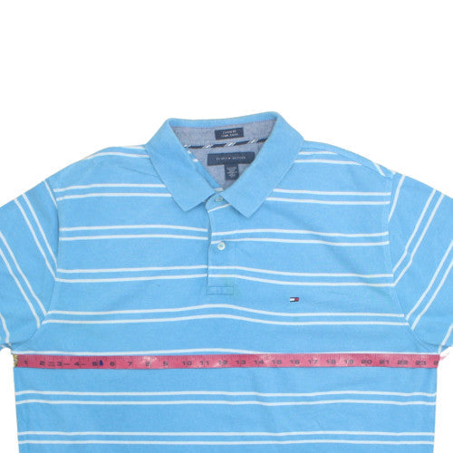 Tommy Hilfiger Men's Blue Striped Cotton Polo Shirt XL