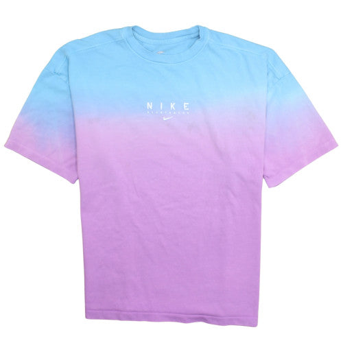 Nike Men's Blue Purple Ombre Oversized T-Shirt - L Cotton Crew Neck
