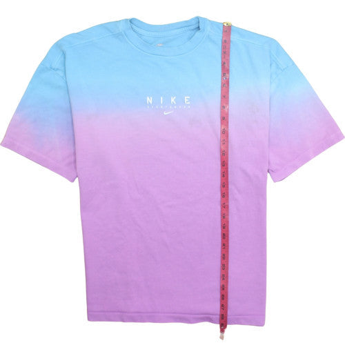 Nike Men's Blue Purple Ombre Oversized T-Shirt - L Cotton Crew Neck