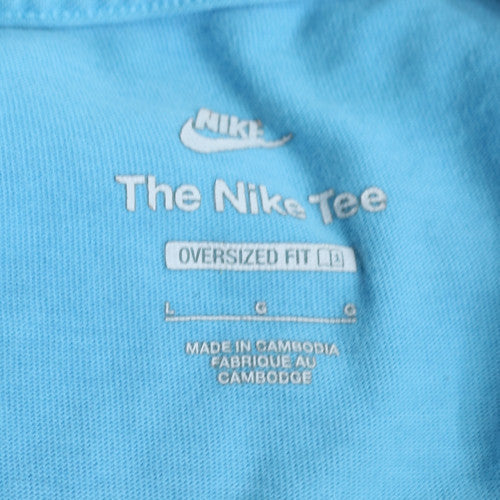 Nike Men's Blue Purple Ombre Oversized T-Shirt - L Cotton Crew Neck
