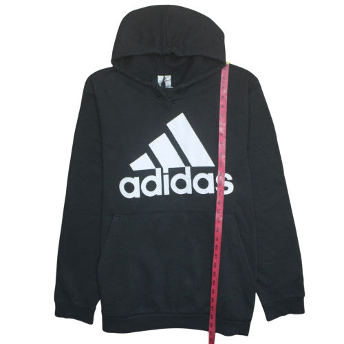 Adidas Mens Black 2XL Pullover Hoodie with Logo Print