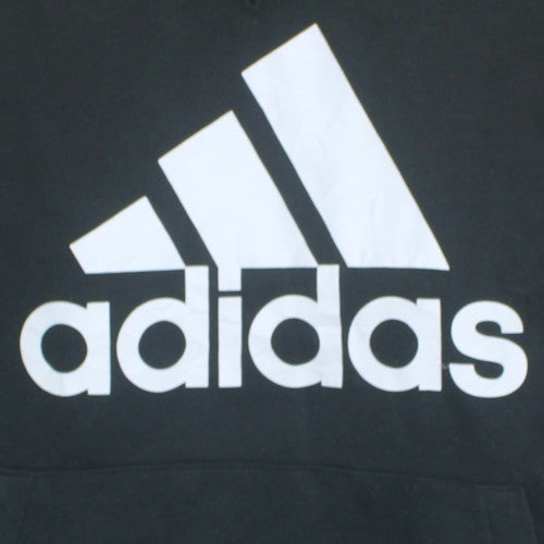 Adidas Mens Black 2XL Pullover Hoodie with Logo Print