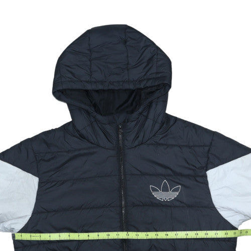 adidas Womens Black Puffer Jacket Size 16 Hooded Quilted Coat