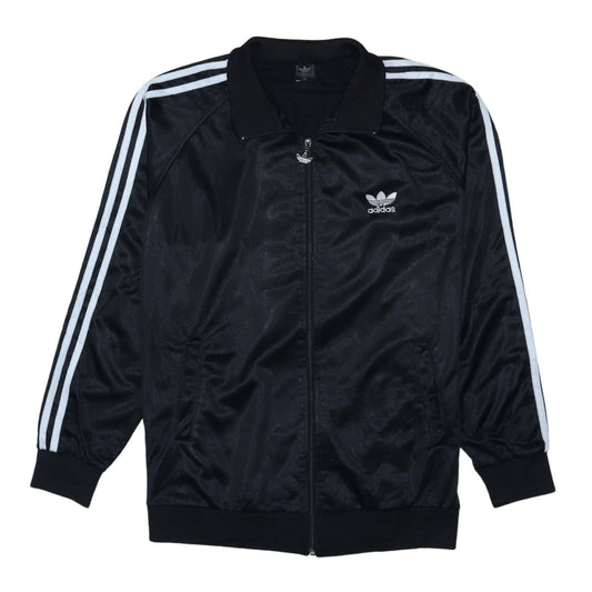 adidas Mens Black Track Jacket Size L Retro Full Zip 3-Stripes