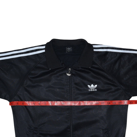 adidas Mens Black Track Jacket Size L Retro Full Zip 3-Stripes