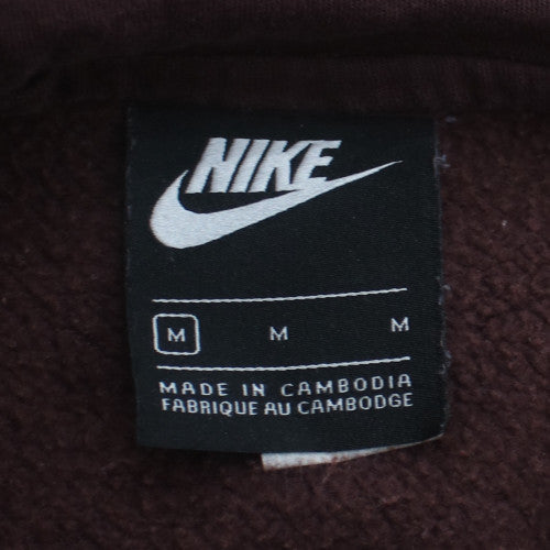 Nike Men Brown Pullover Fleece Hoodie M Regular Fit Long Sleeve