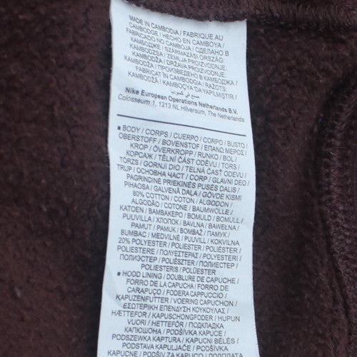 Nike Men Brown Pullover Fleece Hoodie M Regular Fit Long Sleeve