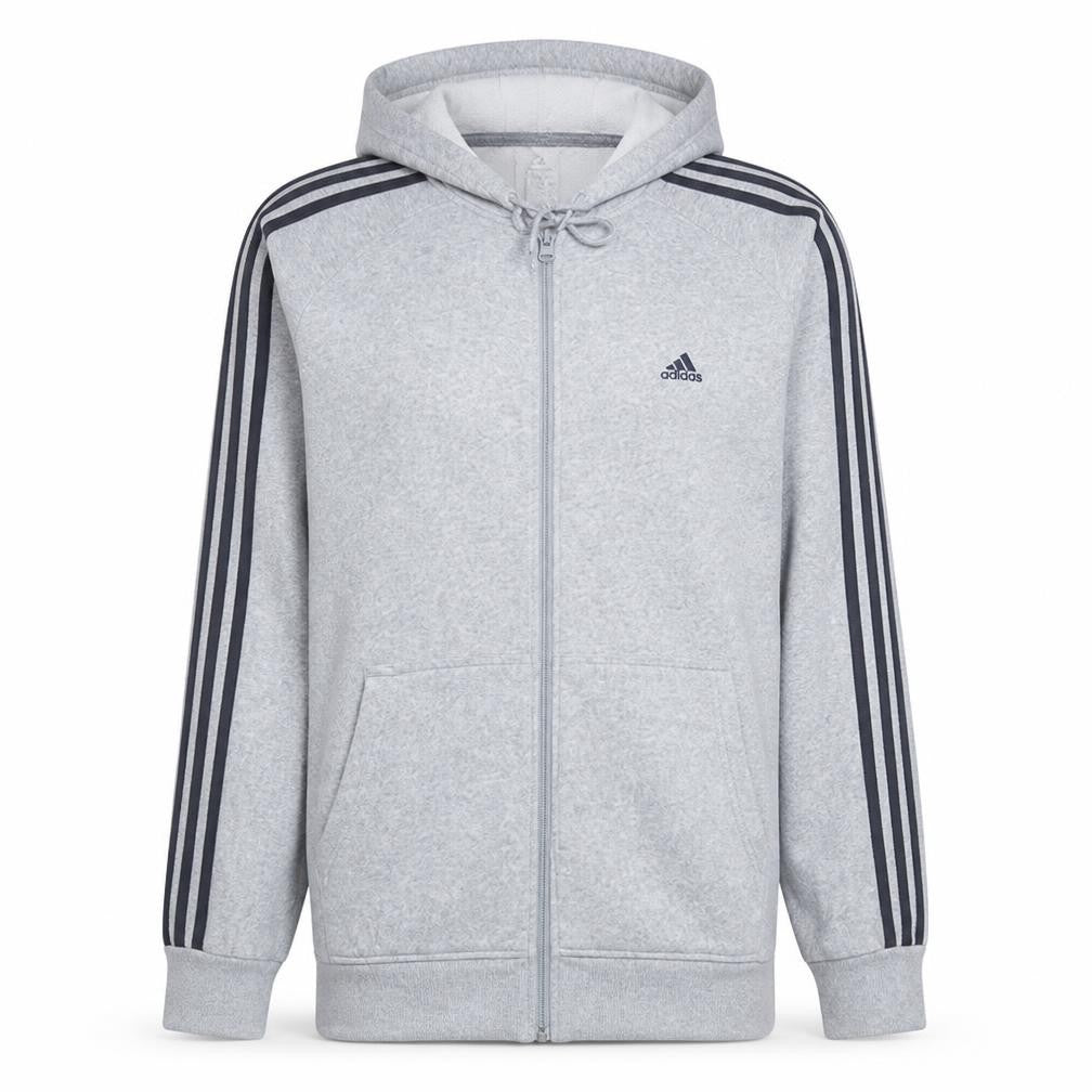Adidas Men's Grey Full Zip Hooded Sweatshirt XL Sports Fleece